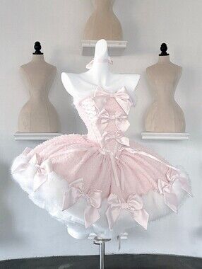 NWT Pink Lolita Dress EGL Fashion Size Large Basque Waist Winter Corset Dress